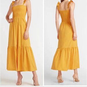 Express Golden Yellow Tiered Maxi Dress